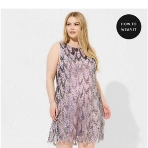 Torrid Purple Sequin Shift Dress Club Concert Party Taylor Swift Eras Metallic